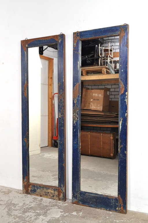 Vintage Hardwood Passing Mirror With Patina