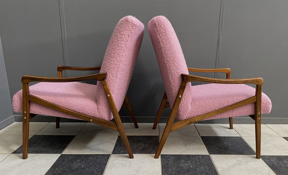 Image 1 of Pink boucle  chairs by Jiri Jiroutek 1960s