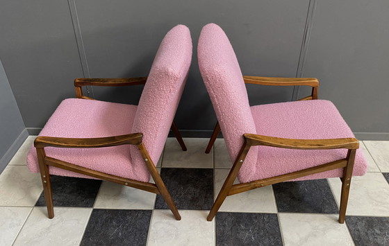 Image 1 of Pink boucle  chairs by Jiri Jiroutek 1960s