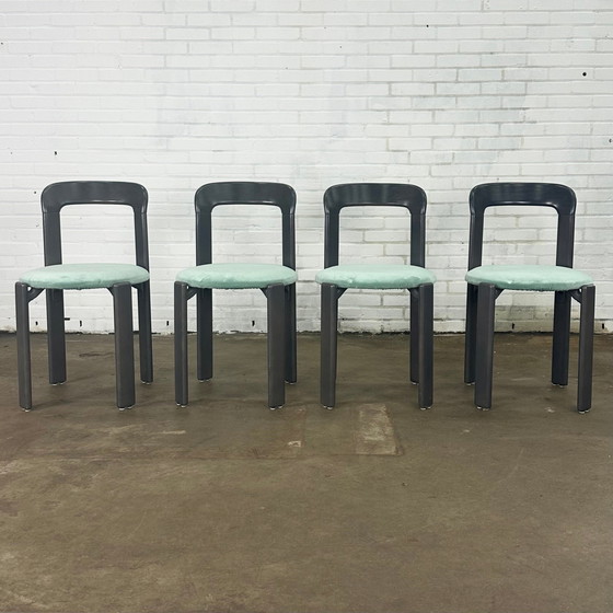 Image 1 of Set Of Four Dietiker Rey Chairs By Bruno Rey Blue Gray