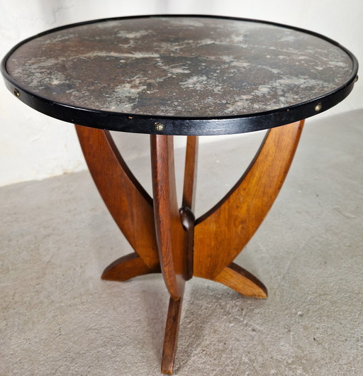 Amsterdam School Art Deco Side Table With Faux Marble Top