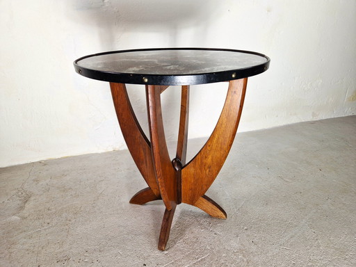 Amsterdam School Art Deco Side Table With Faux Marble Top