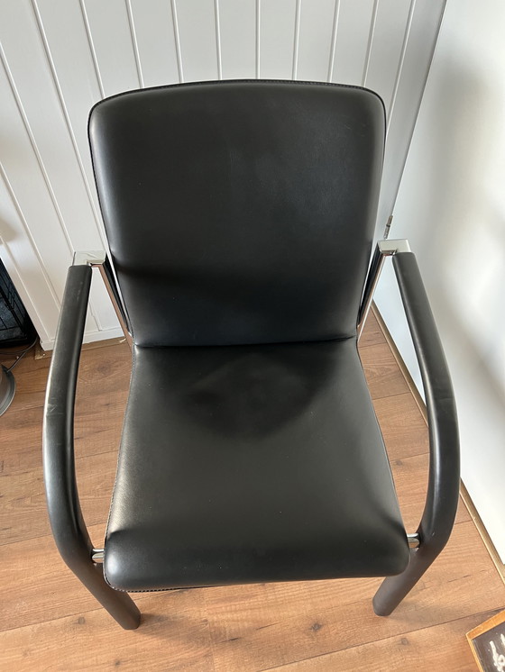 Image 1 of 5 Leather Leolux Dining Chairs 3 Black And 2 Cream/ Beige