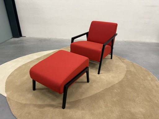 Harvink Splinter Armchair With Hocker Hallingdal Red Pink Fabric