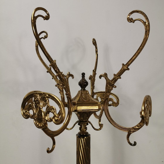 Image 1 of Brass Rococo Standing Coat Stand Hollywood Regency Hall Tree 03