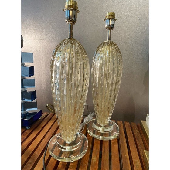 Image 1 of Pair of vintage Toso lamp in Murano glass 1980