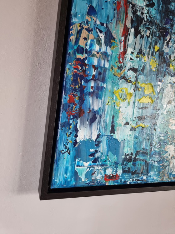 Image 1 of Frances Eckhardt - Abstract modern blue painting 50x50 + frame 2/2