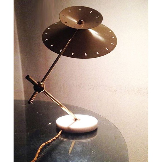 Image 1 of Vintage brass lamp by Stilux, Milan 1950