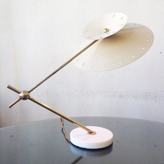Image 1 of Vintage brass lamp by Stilux, Milan 1950