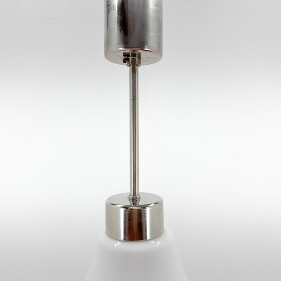 Image 1 of Mid-century opaline glass and metal pendant lamp