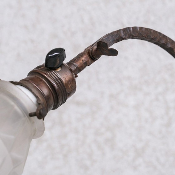 Image 1 of Lampada da tavolo vintage in ferro e vetro, Francia 1930