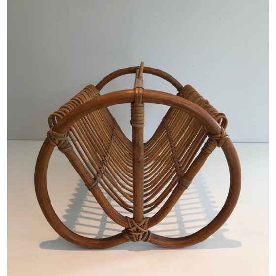 Image 1 of Vintage magazine rack in rattan, 1950