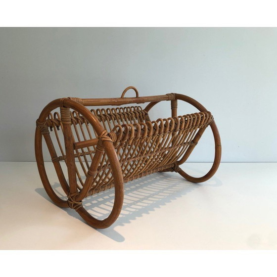 Image 1 of Vintage magazine rack in rattan, 1950