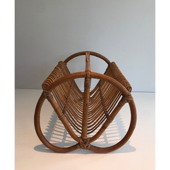 Image 1 of Vintage magazine rack in rattan, 1950