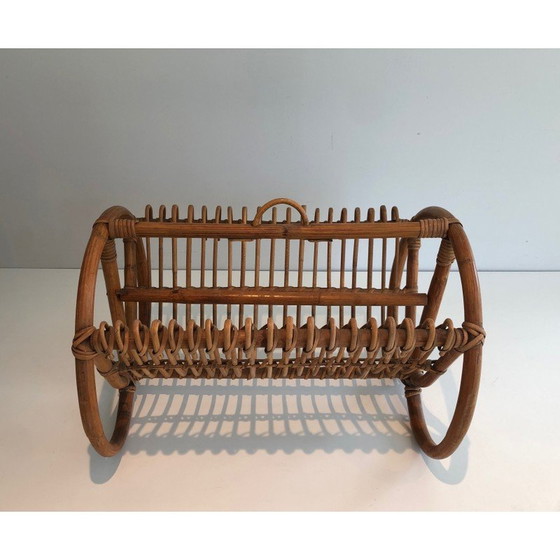 Image 1 of Vintage magazine rack in rattan, 1950