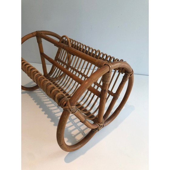 Image 1 of Vintage magazine rack in rattan, 1950