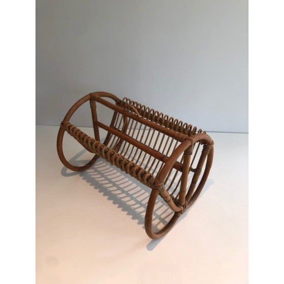 Image 1 of Vintage magazine rack in rattan, 1950