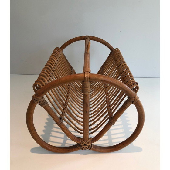 Image 1 of Vintage magazine rack in rattan, 1950