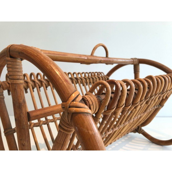 Image 1 of Vintage magazine rack in rattan, 1950