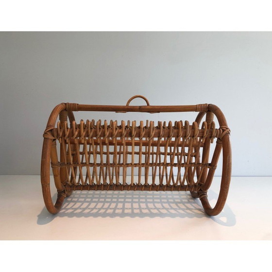 Image 1 of Vintage magazine rack in rattan, 1950