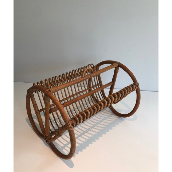 Image 1 of Vintage magazine rack in rattan, 1950