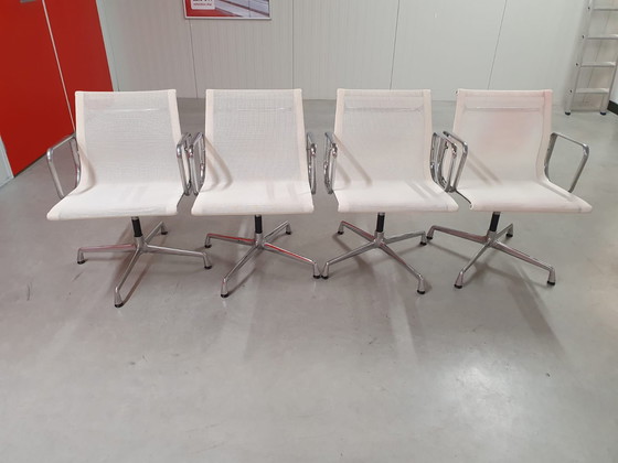 Image 1 of 4x Vitra Eames EA108 White Netwaeve Alu