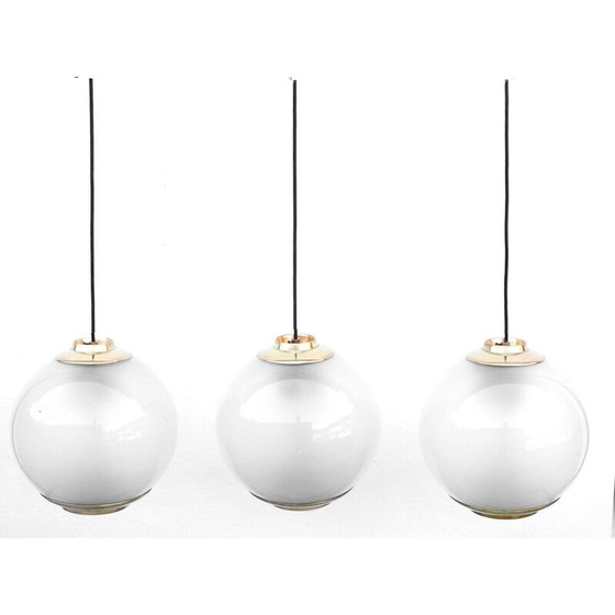 Image 1 of Set of 3 Vintage Ls2 ball hanging lamps by Luigi Caccia Dominioni for Azucena, Italy 1954