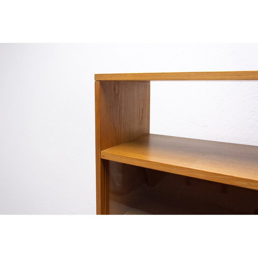 Vintage mahagony and glass bookcase, Czechoslovakia 1970s