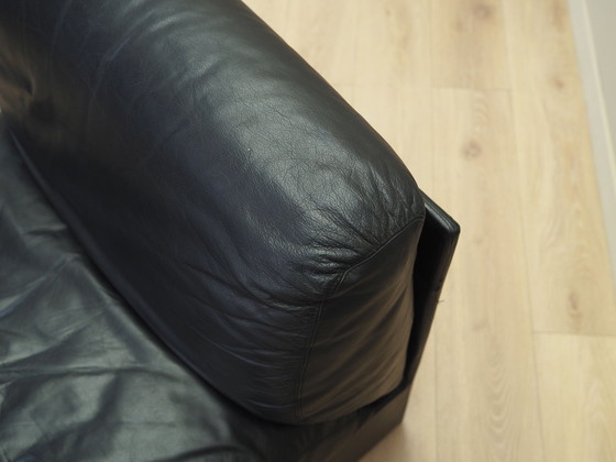 Image 1 of Black Leather Pouffe/Armchair, Italian Design, 1960S, Production: Italy