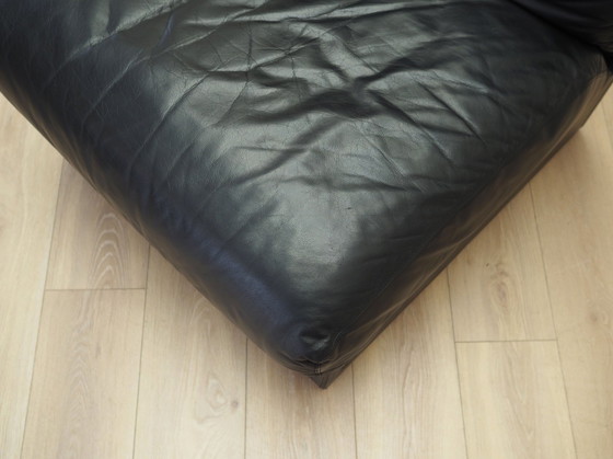 Image 1 of Black Leather Pouffe/Armchair, Italian Design, 1960S, Production: Italy