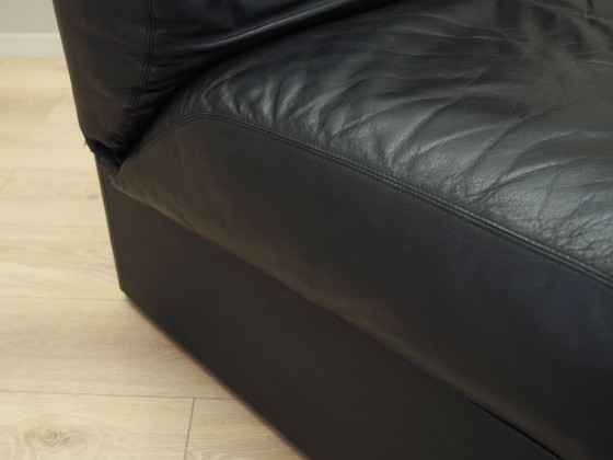 Image 1 of Black Leather Pouffe/Armchair, Italian Design, 1960S, Production: Italy