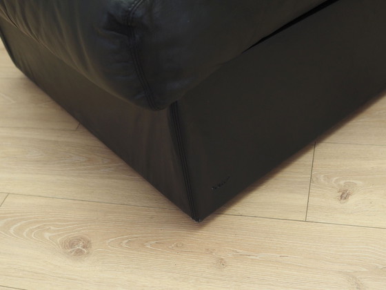 Image 1 of Black Leather Pouffe/Armchair, Italian Design, 1960S, Production: Italy