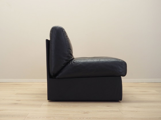 Image 1 of Black Leather Pouffe/Armchair, Italian Design, 1960S, Production: Italy