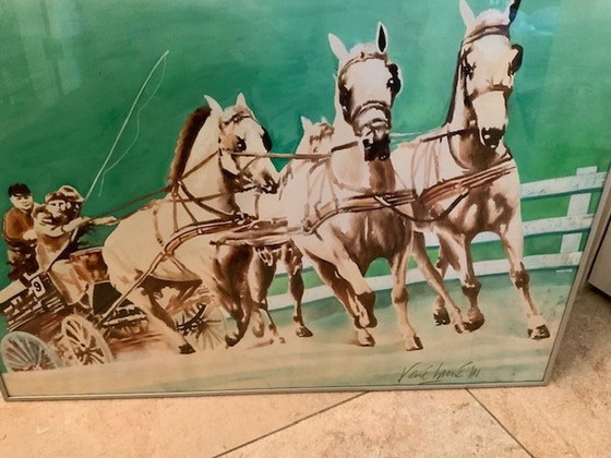 Image 1 of Unique Watercolor Equestrian René Brone