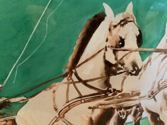 Image 1 of Unique Watercolor Equestrian René Brone