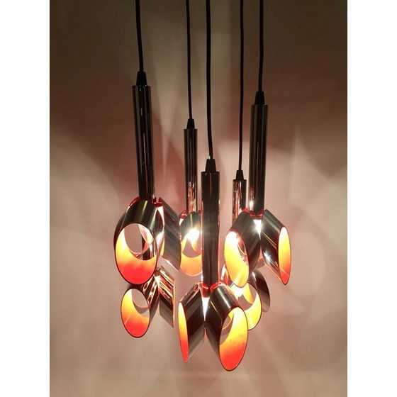 Image 1 of Lampadario vintage in metallo cromato di Raak Amsterdam, 1960