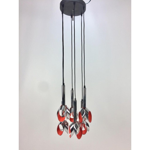 Vintage chrome-plated metal chandelier by Raak Amsterdam, 1960