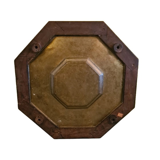 Image 1 of Persian Brass Dish In Wooden Frame