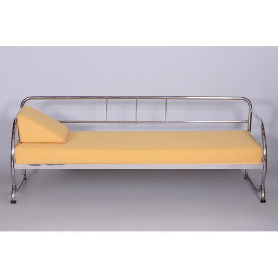 Image 1 of Divano vintage Bauhaus in pelle gialla e tubolare cromato di Robert Slezák, Cecoslovacchia, anni '30