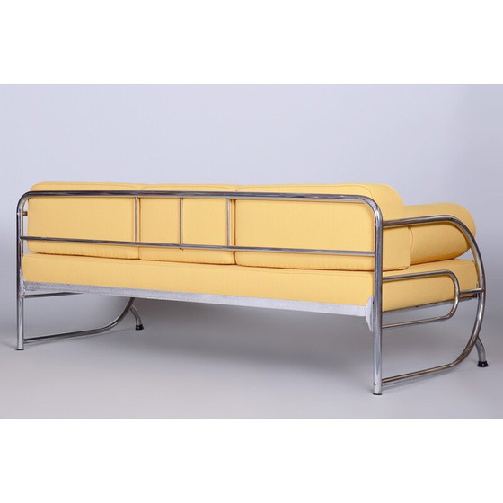 Image 1 of Divano vintage Bauhaus in pelle gialla e tubolare cromato di Robert Slezák, Cecoslovacchia, anni '30