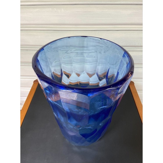 Image 1 of Vintage blue Murano glass vase by Alberto Dona, 1980