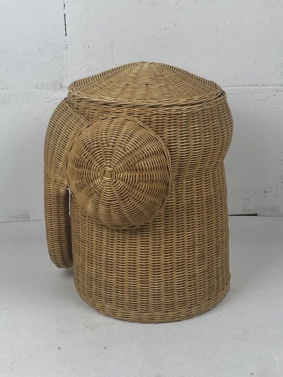 Image 1 of Dutch Rattan Wicker Elephant Basket, 1980S