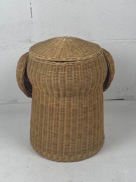 Image 1 of Dutch Rattan Wicker Elephant Basket, 1980S