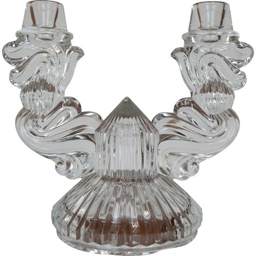Mid-century glass candlestick, Czechoslovakia 1960s