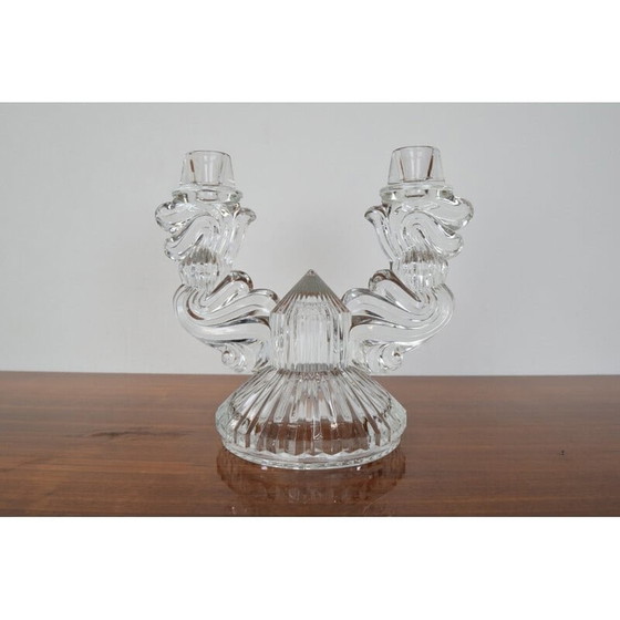 Image 1 of Mid-century glass candlestick, Czechoslovakia 1960s
