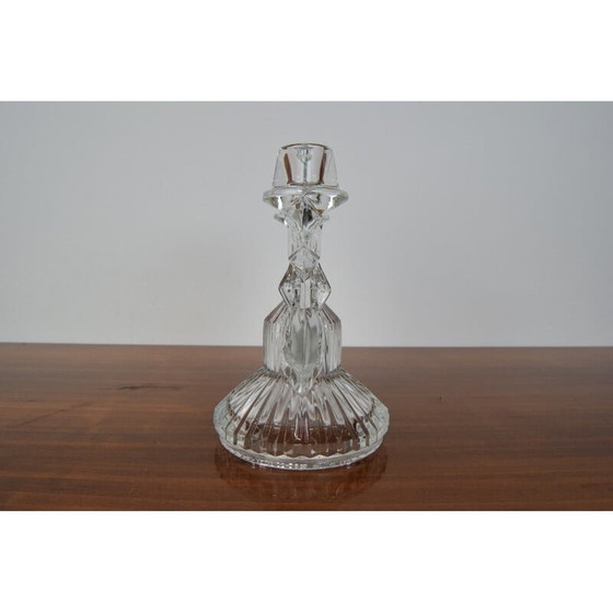 Image 1 of Mid-century glass candlestick, Czechoslovakia 1960s