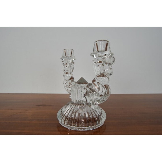 Image 1 of Mid-century glass candlestick, Czechoslovakia 1960s