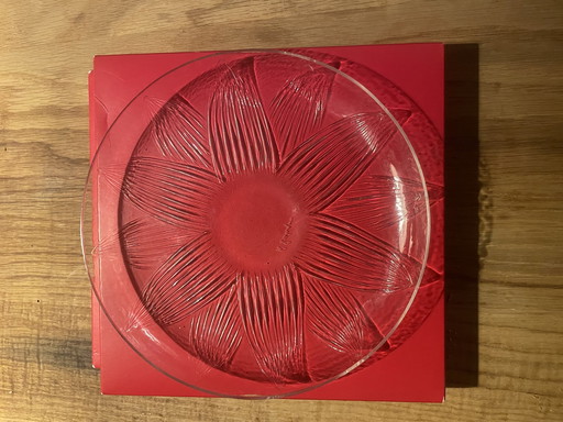 A Glass Plate, Design 'Lotus' , Signed R. Lalique