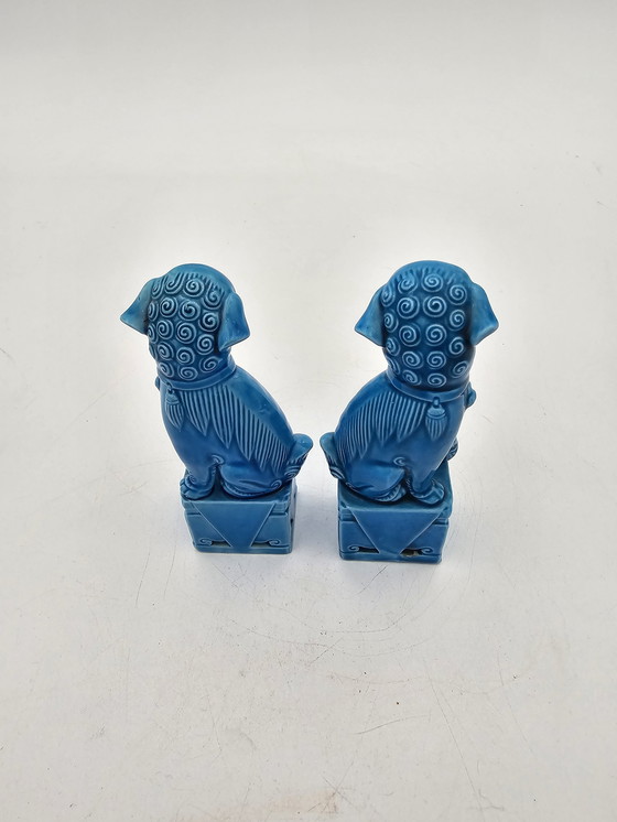 Image 1 of Pair Of 50'S Chinese Dog Dragon Foo Statuettes