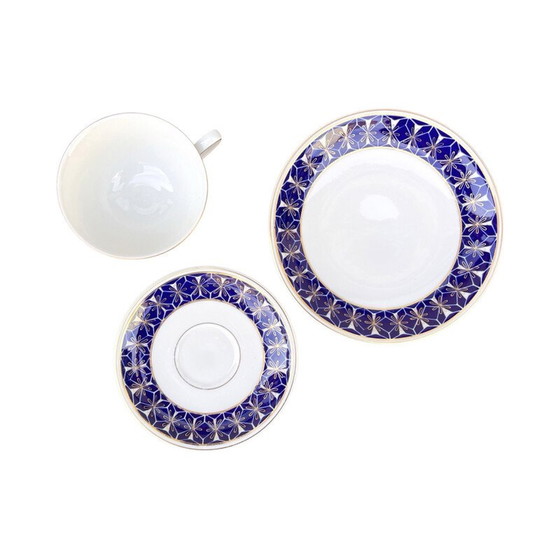 Image 1 of Vintage Lettin porcelain and cobalt breakfast service for Veb Porzellanwerk, Germany 1970